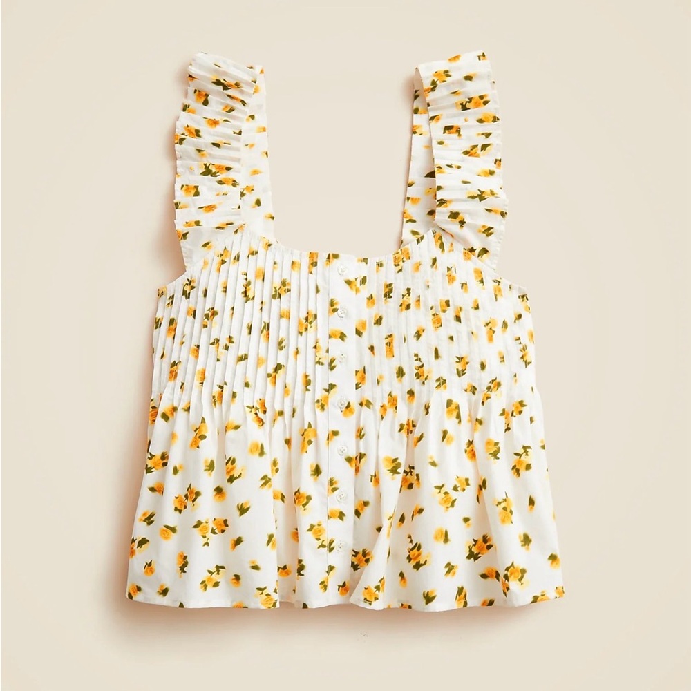 NWOT J.Crew Pintuck peplum top in budding rose print